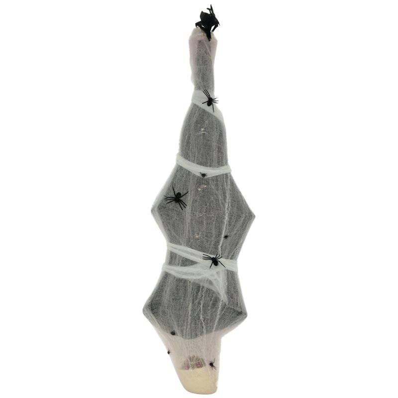 HOMCOM 4.7ft Life Size Outdoor Halloween Decoration Hanging Mummy with Spider Web, Animated Prop Decor with Sound and Motion Activated, Light Up Eyes, Howling Sound, Posable Arms, Moving Body