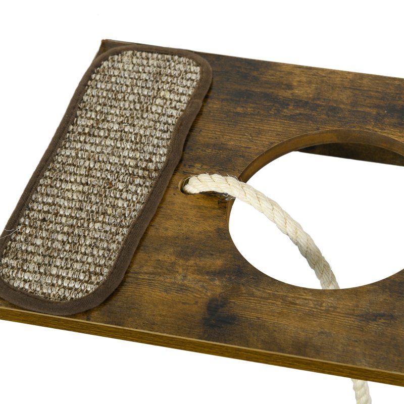 PawHut 8Pcs Cat Shelves, Cat Wall Furniture with Scratching Posts, Perches, Ladder, Wall Mounted Cat Tree for Sleeping, Playing, Lounging - Brown