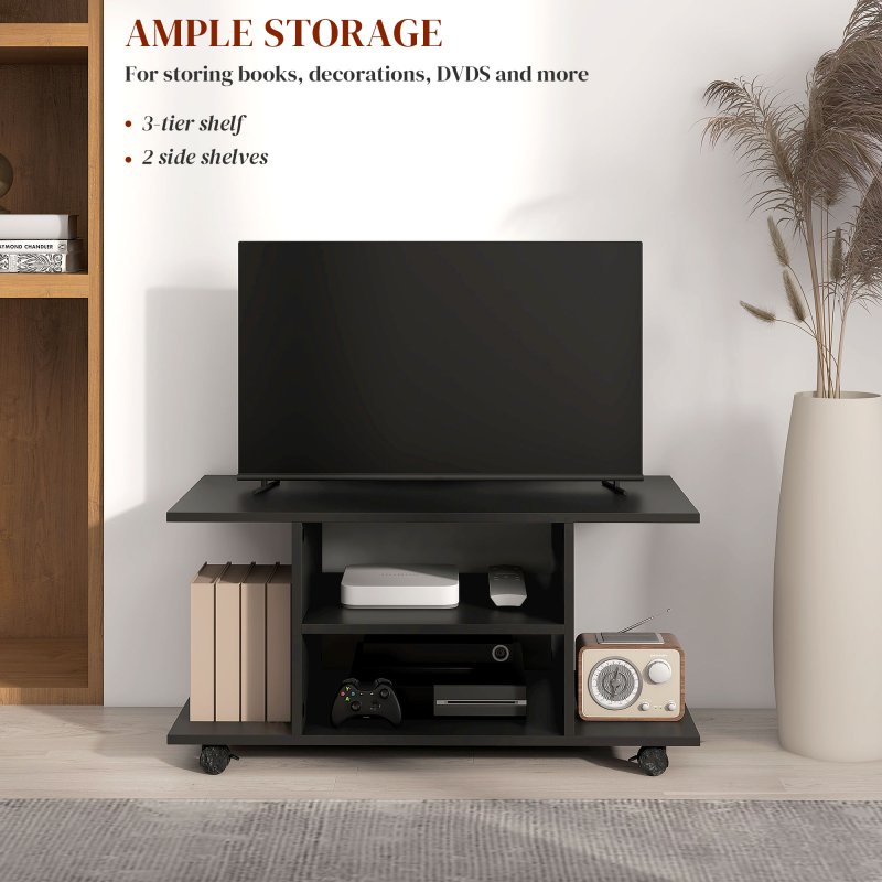 HOMCOM Modern TV Cabinet Stand Storage Shelves Table Mobile Bedroom Furniture Bookshelf Bookcase 