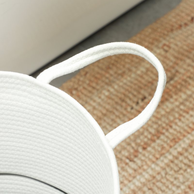 HOMCOM 36L Laundry Hamper, Cotton Rope Laundry Basket with Handles, Collapsible Washing Bin, 38 x 45cm, Cream White