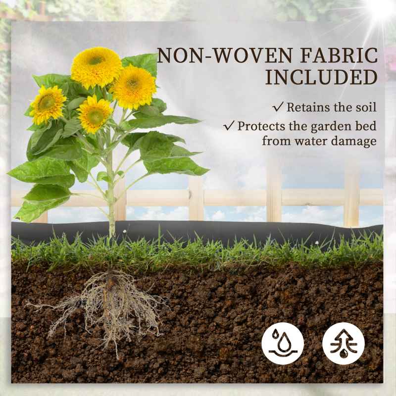 Outsunny 3 Tier Planters with Trellis for Vine Climbing, Wooden Raised Beds for Garden Patio, Outdoor Planter Box for Vegetables, Flowers, Herbs, Natural Tone