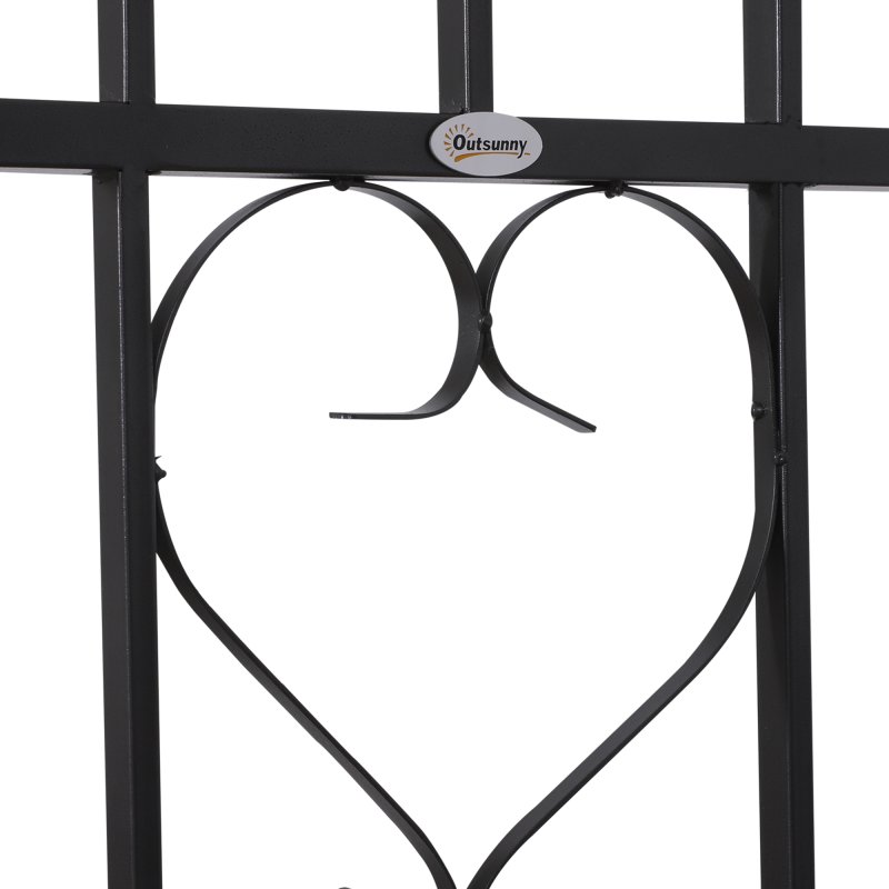 Outsunny Garden Metal Arch Bench, Outdoor Furniture Chair with Cushion Outdoor Patio Rose Trellis Arbour Pergola, for Climbing Plant 114L x 60W x 206H cm