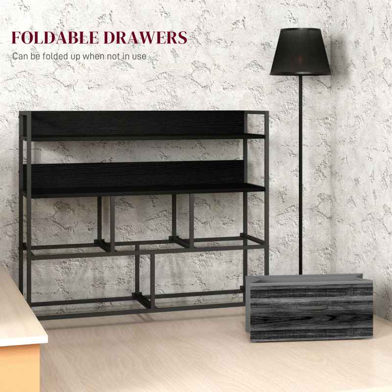 HOMCOM Bedroom Chest of Drawers, Fabric Dresser with 5 Drawers, Storage Organiser Unit with Open Shelves and Metal Frame for Living Room, Entryway