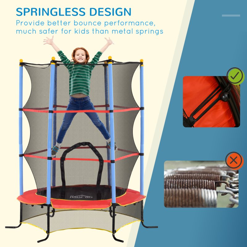 HOMCOM 6FT Kids Trampoline for Toddlers with Safety Net Enclosure Outdoor Indoor for Age 3-10 Years, Blue