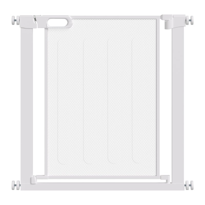 PawHut Pressure Fit Safety Gate for Doorways and Staircases, Dog Gate w/ Auto Closing Door, Pet Barrier for Hallways w/ Double Locking, Openings 75-82 cm - White