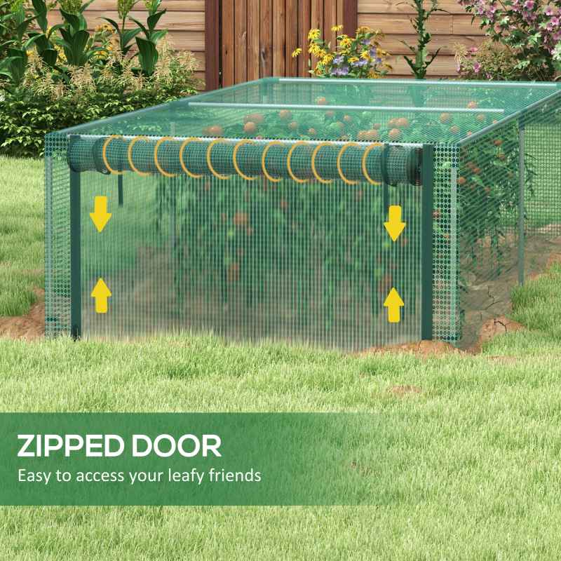 Outsunny 8' x 4' Crop Cage, Plant Protection Tent with Galvanised Steel Frame and Zipped Door, Fruit Cage Netting Cover for Garden and Outdoors Green