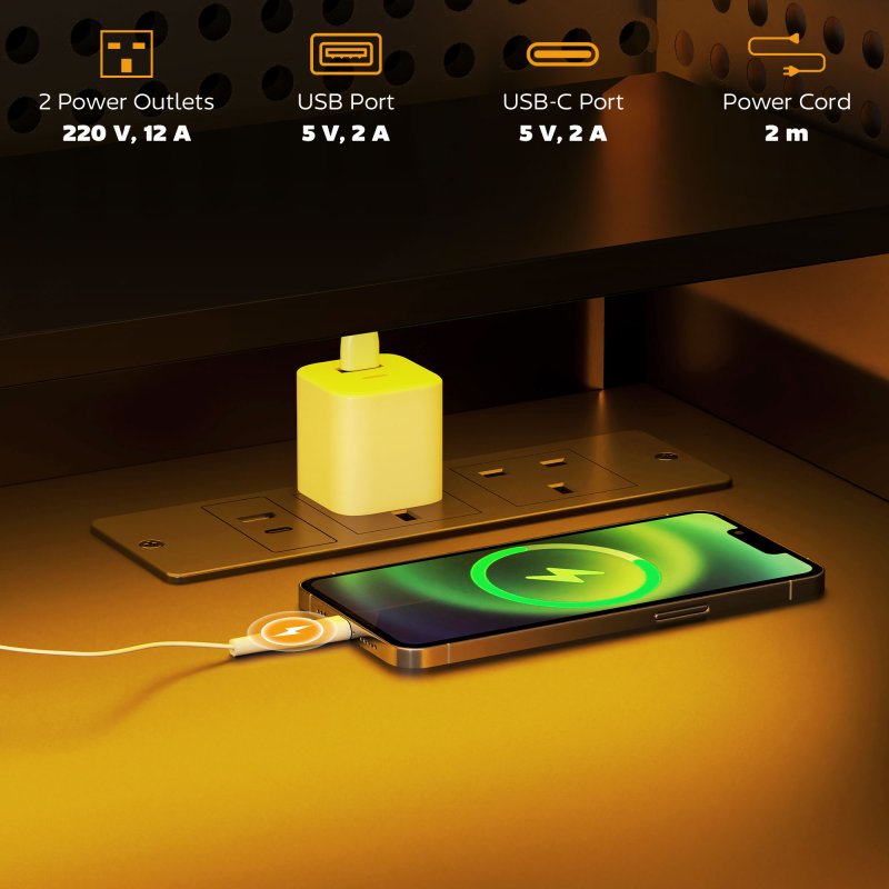 HOMCOM Computer Desk with LED Lights and Power Outlets, 120 x 55 cm Gaming Desk with Monitor Stand, Sliding Keyboard Tray and Storage Shelves for Home Office, Black