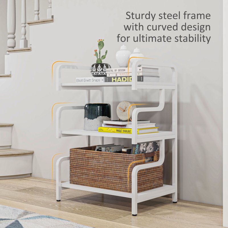 HOMCOM 3-Tier Printer Stand with Storage Shelves, Printer Table, 55 x 40 x 77cm Printer Shelf for Home Office, Study