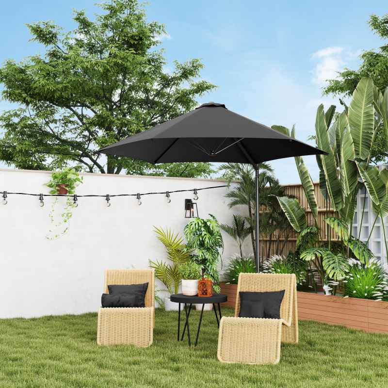 Outsunny 2.5M Garden Cantilever Parasol, Offset Roma Patio Umbrella Hanging Sun Shade Canopy Shelter with 360 Rotation and Cross Base, Black