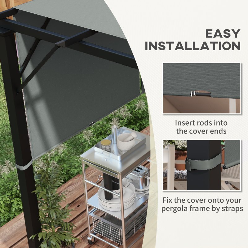 Outsunny 2 PCS Pergola Canopy Replacement, 4.9 x 1.2m UV Protection Pergola Cover, Easy to Install, for 3 x 3(m) Pergola, Dark Grey