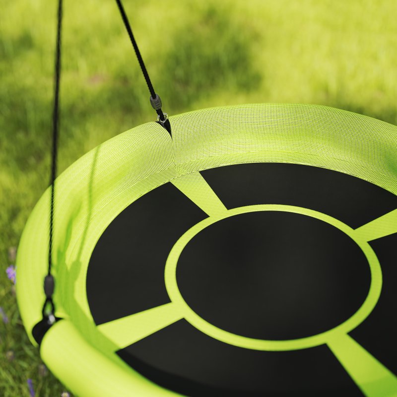 AIYAPLAY Nest Swing Seat for Kids, 100 cm Diameter Tree Swing Set w/ Height Adjustable Hanging Ropes, for Outdoor, Playground, Garden, Green