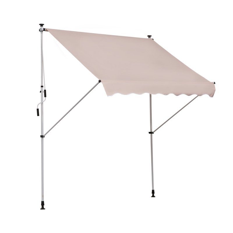 Outsunny Balcony 2 x 1.5m Manual Adjustable Awning DIY Patio Clamp Awning Canopy  Retractable Shade Shelter - Beige