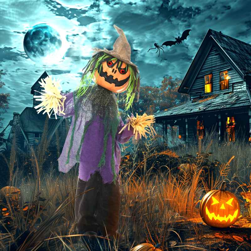 HOMCOM 106cm Pumpkin Outdoor Halloween Decoration, Halloween Animatronic with Sound Activated, Light Up Eyes, Music, Animated Prop for Haunted House