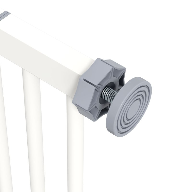 PawHut Dog Gate Stair Gate Pressure Fit Pets Barrier Auto Close for Doorway Hallway, 74-87cm Wide Adjustable, White
