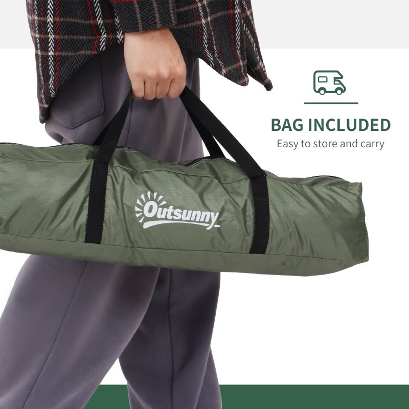 Outsunny 2 Person Camping Tent, Dome Tent with Zipped Doors, Storage Pocket, Portable Handy Bag, Dark Green