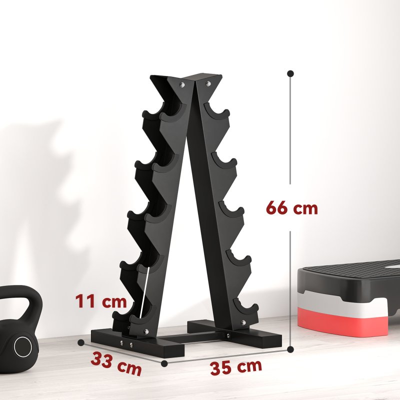 SPORTNOW 5-Tier Dumbbell Rack, Dumbbell Storage Stand Holder, Steel Weight Tree for Home Gym