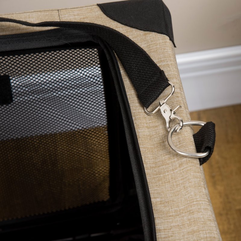 PawHut Foldable Pet Carrier for Small and Miniature Dogs, Portable Cat Carrier Soft Side Pet Travel Crate with Removable Mat, Breathable Mesh - 65 x 45 x 45 cm