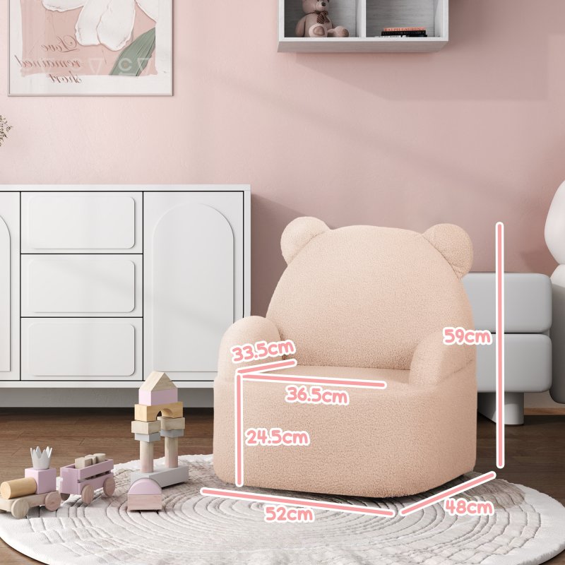 AIYAPLAY Kids Armchair, Bear Shaped Toddler Chair, Baby Armchair for Bedroom Playroom Living Room, for Boys and Girls Aged 18 Months to 3 Years - Pink