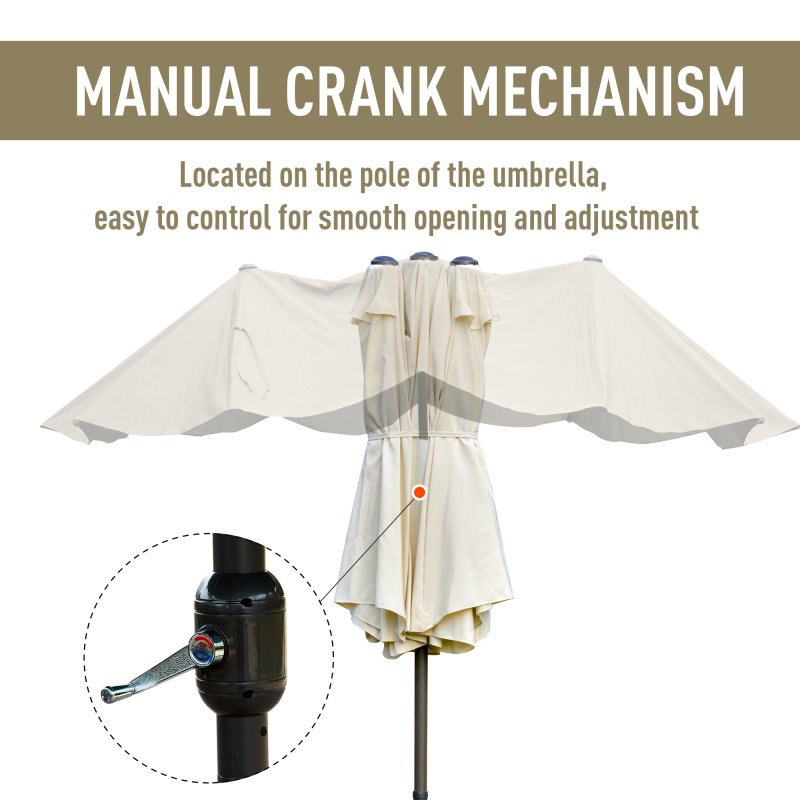 Outsunny 4.6m Garden Parasol Double-Sided Sun Umbrella Patio Market Shelter Canopy Shade Outdoor with Cross Base - Off White