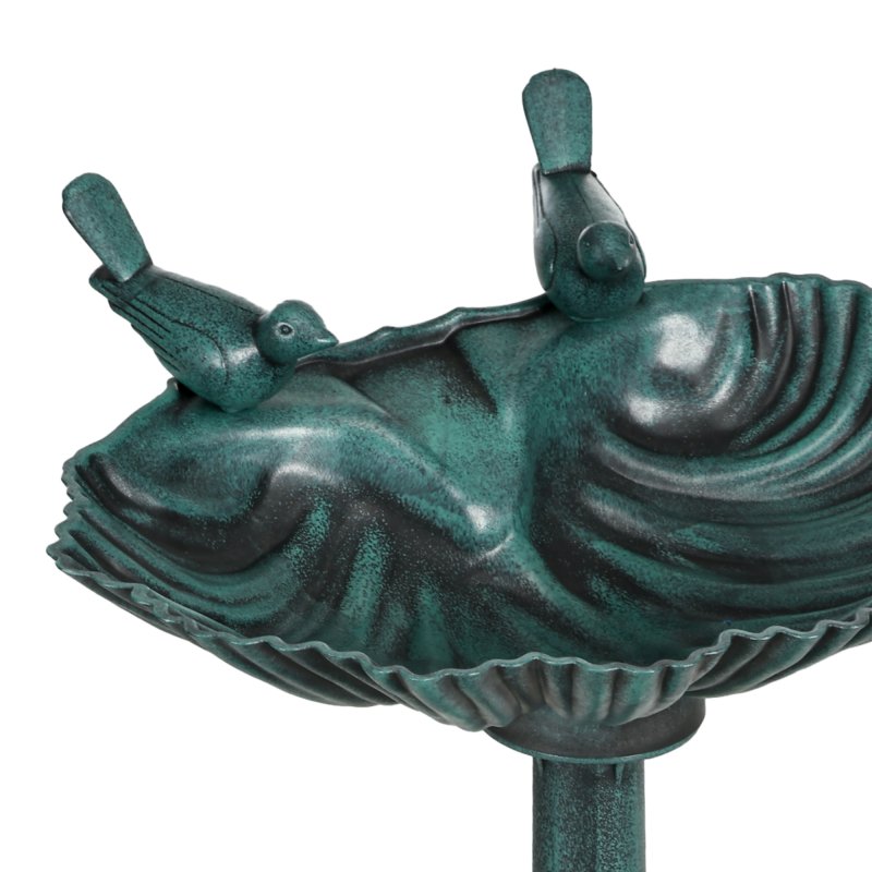 Outsunny 81cm Tall Bird Bath with 2 Decorative Birds, Vintage Style Birdbath with Flower Planter Base, Bird Bath Bowl for Garden, Green