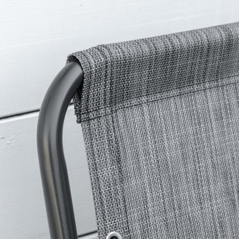 Outsunny Set of 2 Patio Folding Chair Set, Garden Portable Outdoor Chairs with Armrest and Breathable Mesh Fabric Seat and Backrest, for Camping, Beach, Deck, Lawn, Grey