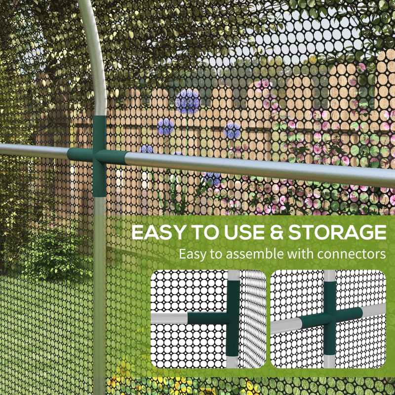 Outsunny Fruit Cage Bird Netting, Heavy Duty Fruit and Vegetable Protection Tent with Zipped Door, Anti Bird, Insects, Small Animals, 1.2 x 2.4 x 1.9m, Black