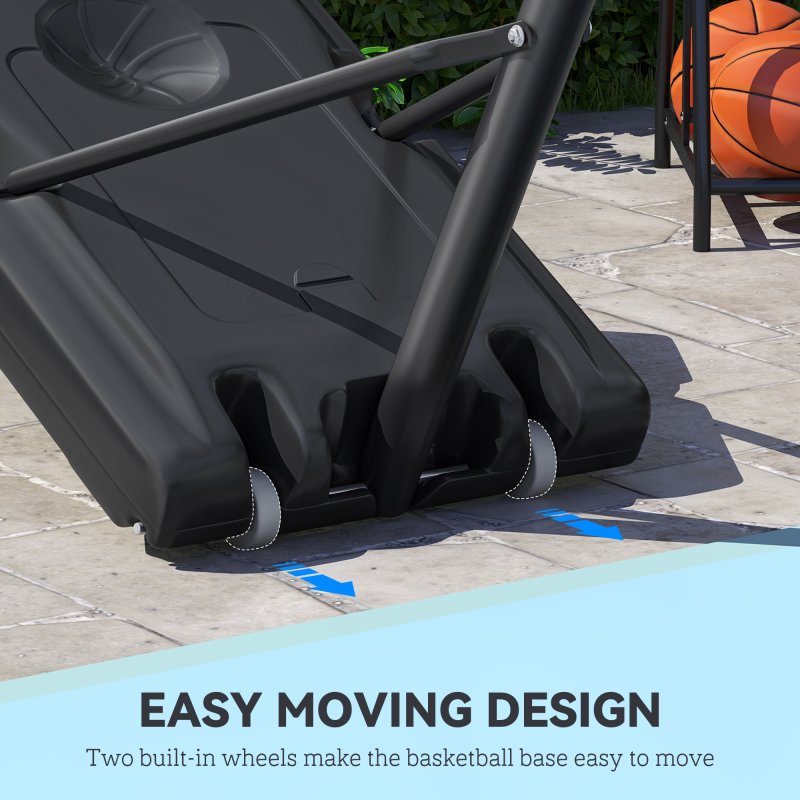 HOMCOM Portable Freestanding Basketball Hoop Stand Transparent Backboard 160-305cm Adjustable Basketball Hoop with Two Moving Wheels For Adult Outdoor & Indoor Use