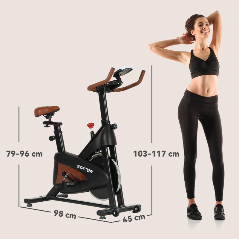 SPORTNOW Indoor Exercise Biker, Quiet Stationary Bike, Stylish Cycling Machine with Adjustable Seat and Resistance, LCD Monitor, Tablet Holder, for Home Gym Cardio Workout, Black