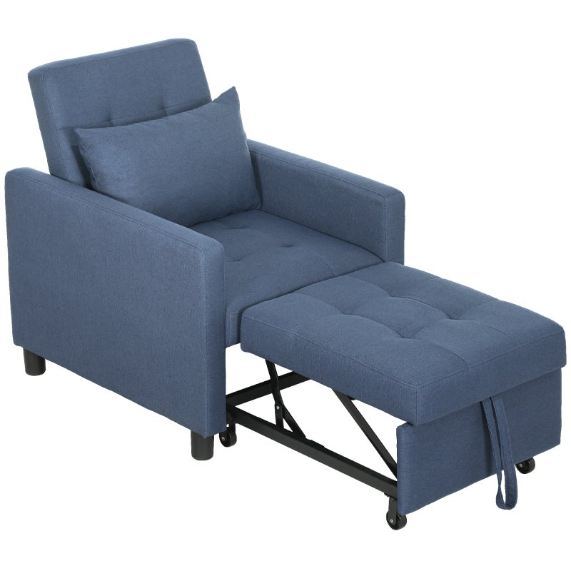 HOMCOM 3 in 1 Sofa Bed, Convertible Foldable Sleeper Chair Bed, Tufted Pull Out Sleeper Couch with Adjustable Backrest for Living Room and Bedroom