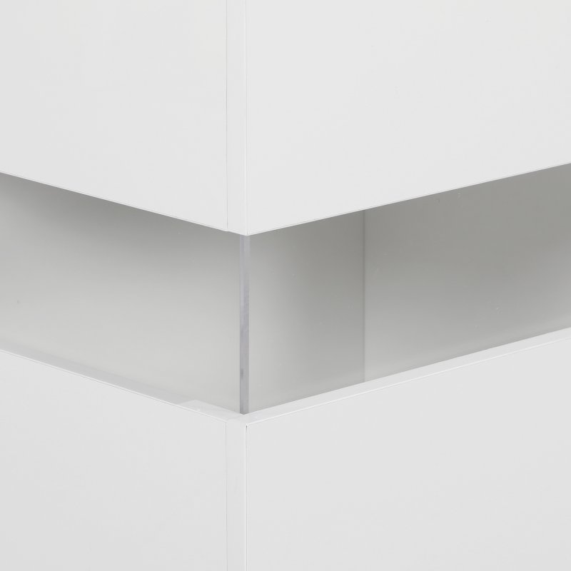 HOMCOM LED Sideboard for Living Room, High Gloss 2-Door Storage Cabinet with 4 Drawers and Remote Control, White