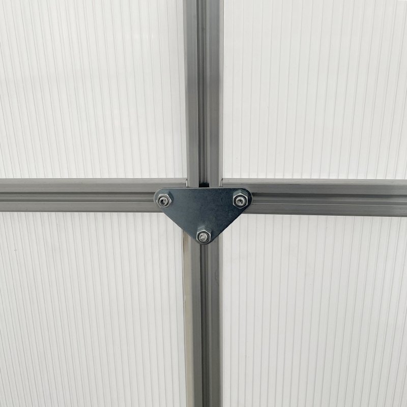 Outsunny Polycarbonate Greenhouse, Small Greenhouse with Adjustable Roof Vent, Garden Green House with Galvanised Base, Sliding Door and Rain Gutter, 190 x 190 x 200 cm, Silver Tone