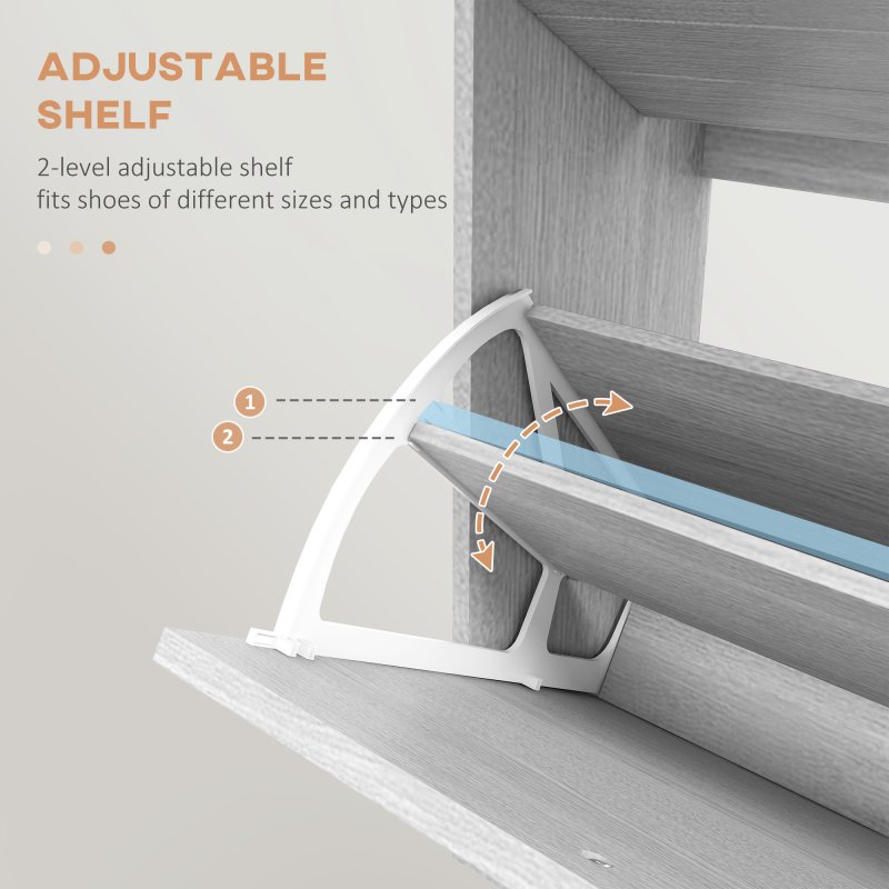 HOMCOM Narrow Shoe Cabinet, Slim Shoe Storage Cabinet with 3 Flip Drawers, 12 Pair of Shoes Organizer Hallway Entryway