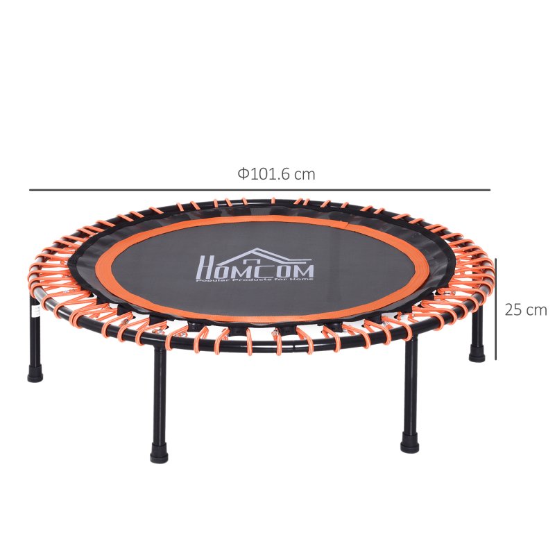 HOMCOM 40" Mini Round Fitness Trampoline Aerobic Bouncer Rebounder Indoor Outdoor Fitness Jumper Orange