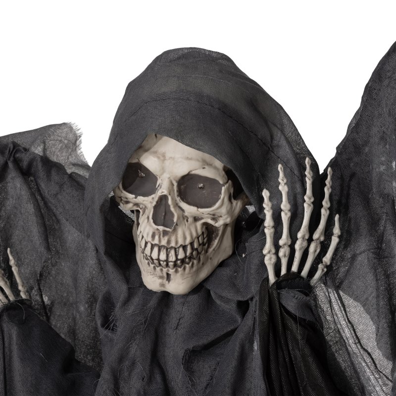 HOMCOM 195cm Winged Grim Reaper Outdoor Halloween Decoration, Halloween Animatronic with Sound Activated, Light Up Eyes, Sound Effects, Animated Prop for Haunted House