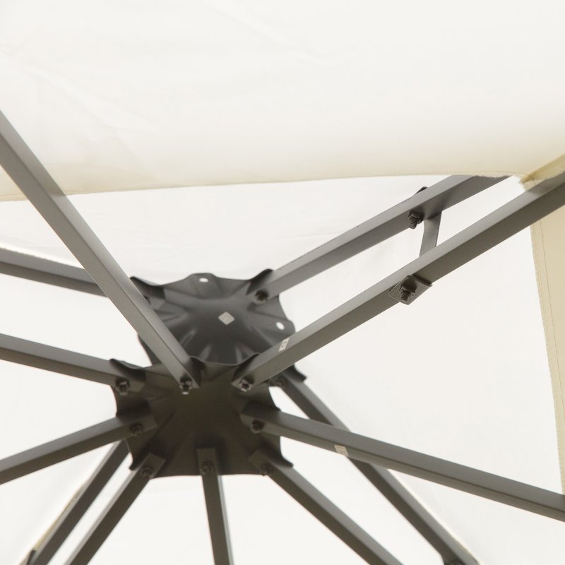 Outsunny 3 x 3m Outdoor Steel Gazebo with 2 Tier Roof, Garden Gazebo Patio Canopy Marquee Shelter with Decorative Steel Frame - Cream