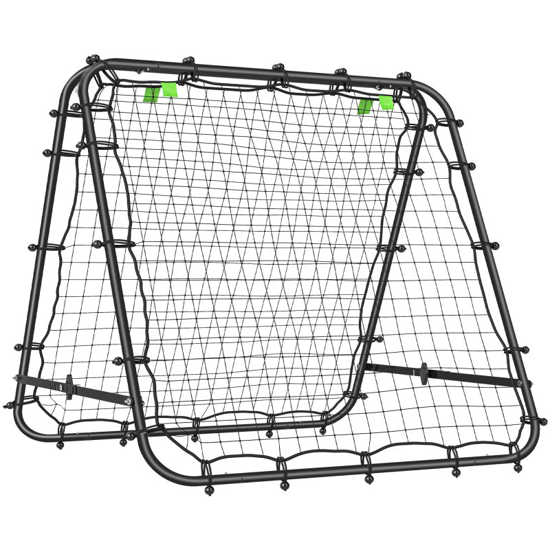 HOMCOM Double-Sided Football Rebounder Net, Football Rebound Net Target Goal with Five Adjustable Angles, Black