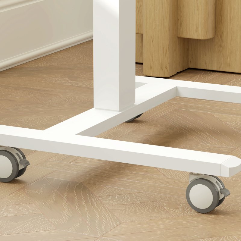 Vinsetto 65 - 48cm Mobile Standing Desk with 4 Rolling Castors, Stand Up Desk on Wheels, Height Adjustable Standing Desk, Over-bed Table for Living Room, Bedroom, Medical, Natural Wood Finish