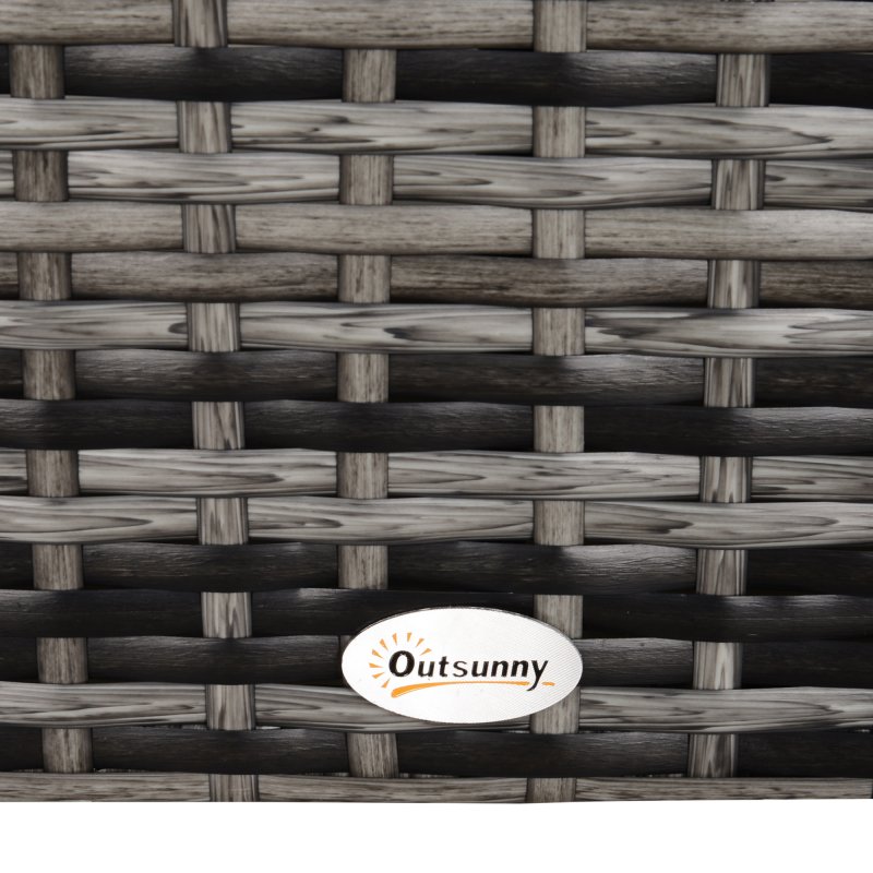 Outsunny Patio PE Rattan Side Table, Square Outdoor Coffee Table w/ Tempered Glass Top, Mixed Grey