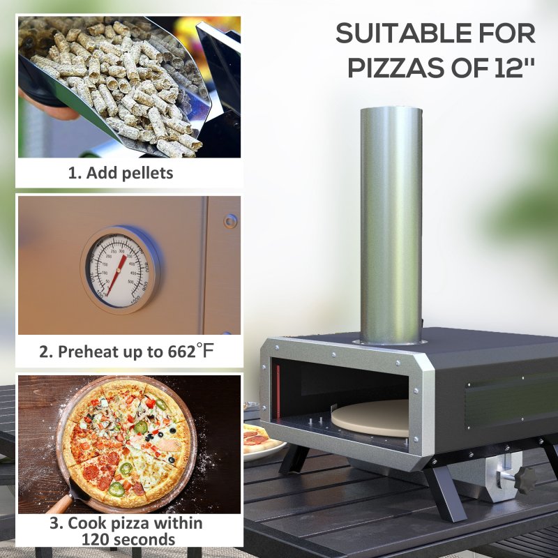 Outsunny Portable Wood Pellet Pizza Oven with 12