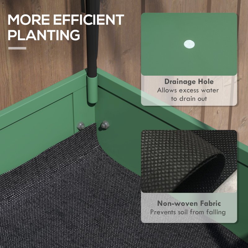 Outsunny Raised Garden Bed with Greenhouse Cover, Mobile Elevated Planter Box with Wheels and Bottom Shelf for Vegetables, Flowers, Herbs, 80 x 40 x 120cm, Green