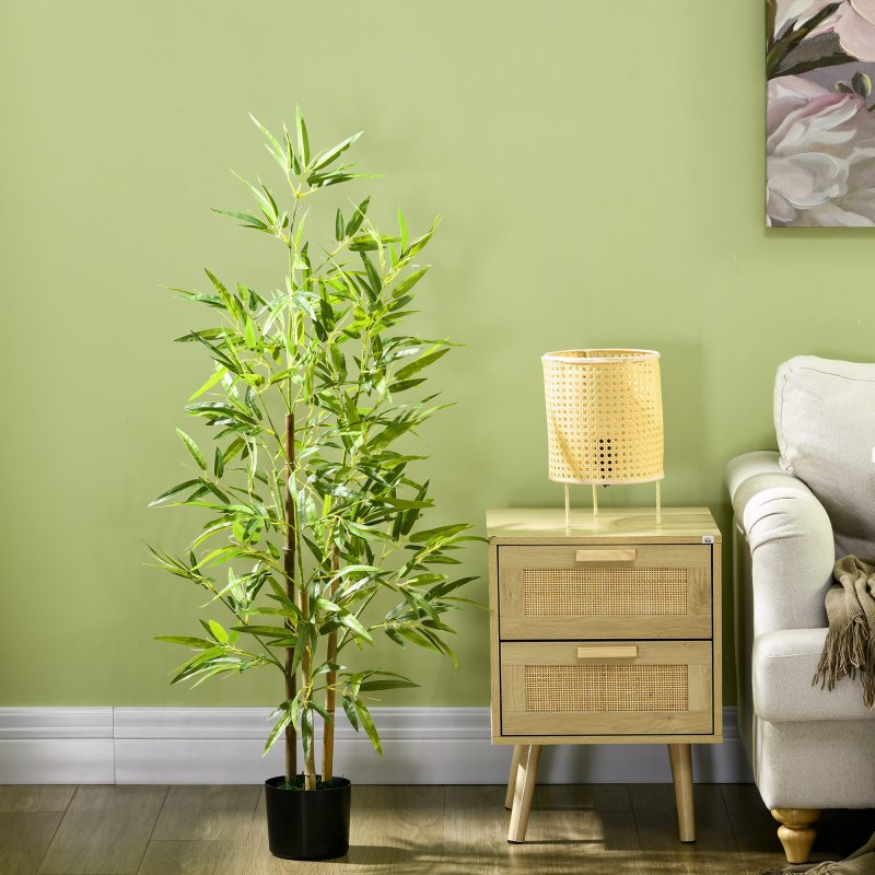 HOMCOM Decorative Artificial Plants Bamboo in Pot Fake Plants for Home Indoor Decor,120 cm
