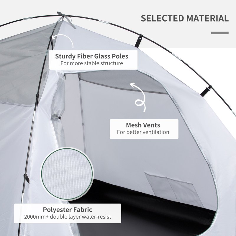 Outsunny Two-Man Camping Tent Dome Tent with Weatherproof Shell, Vestibule & Windows, for Fishing & Hiking, Blue and Grey
