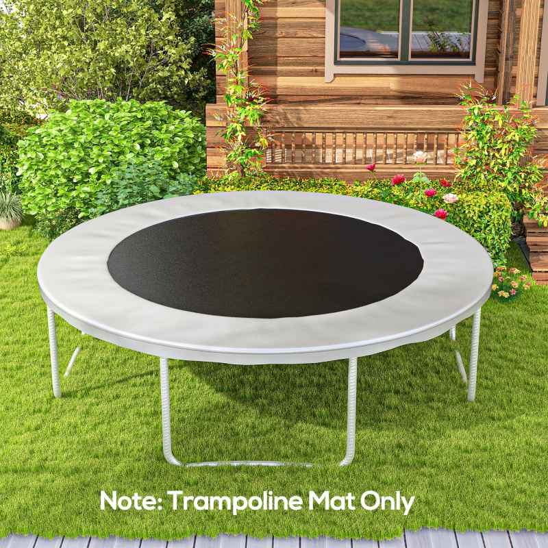 SPORTNOW Trampoline Replacement Mat with Eight Rows of Stitching, Spring Pull Tool, 72 V-Hooks, for 12ft Trampoline, Using 14cm Springs, Trampoline Jumping Mat, Black
