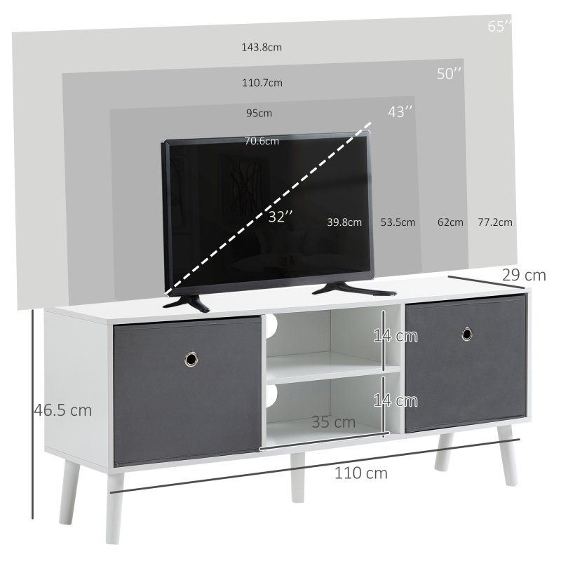 HOMCOM TV Cabinet Stand Unit for TVs up to 50