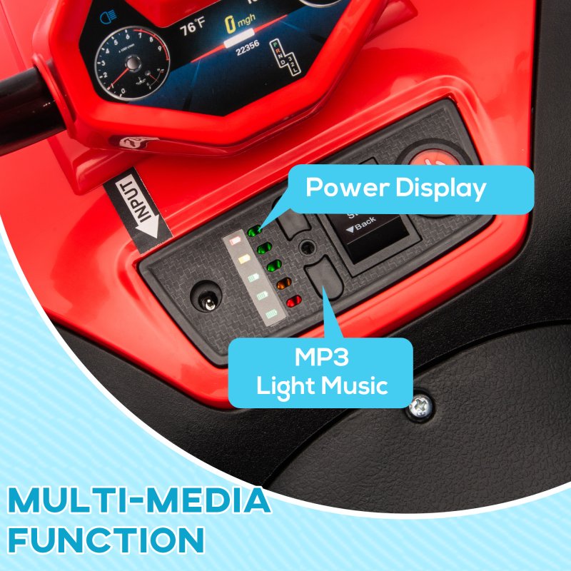 AIYAPLAY Kids Quadbike, 12V Electric Ride on ATV with 4 Wheels Spring Suspension, LED Light, Music, MP3, 5KM/H Battery Powered, for Ages 3-5 Years, White