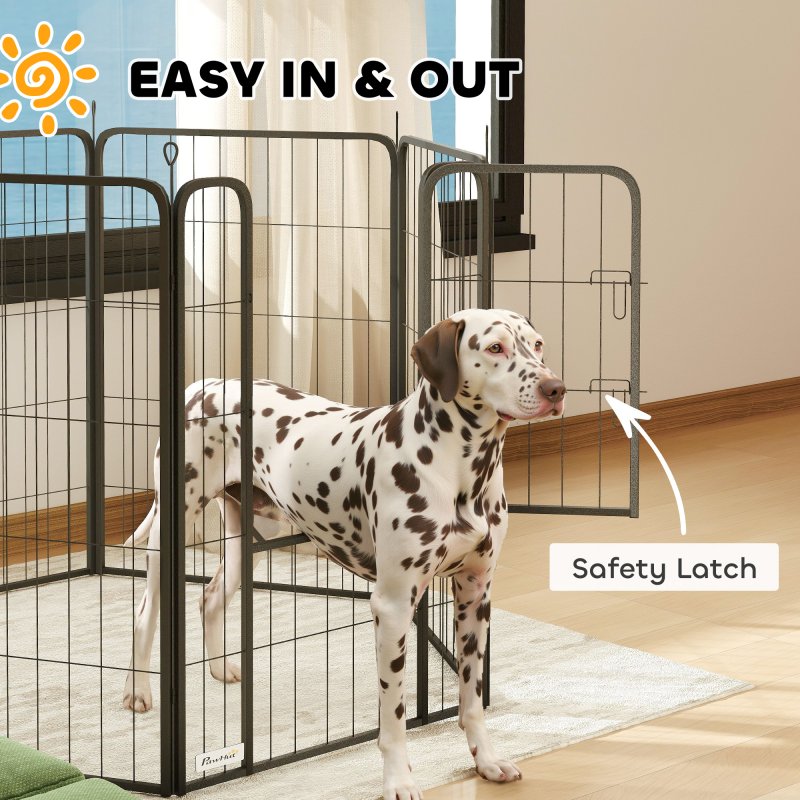 PawHut Dog Pen, 6 Panel Puppy Pen, Steel Dog Playpen, for Large Breeds, 100cm Tall, Black
