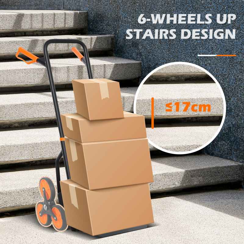 DURHAND Steel Folding Hand Truck, Heavy Duty Foldable Trolley on Wheels, Multi-Purpose Sack Truck Moving Trolley, 120kg, Orange