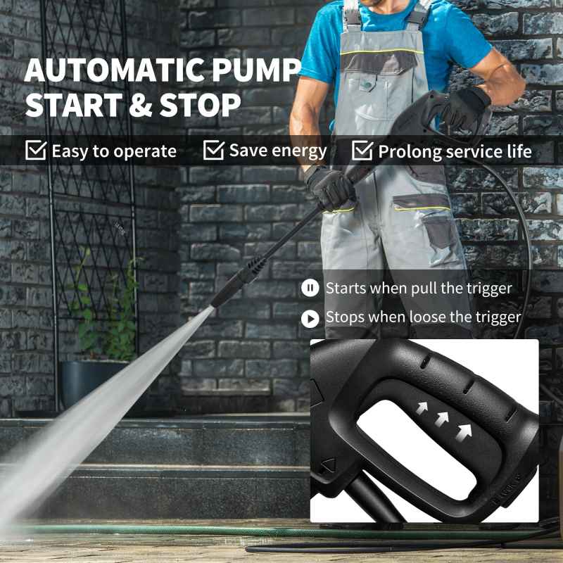 Outsunny 1800W High Pressure Washer, 150 Bar Pressure, 420 L/h Flow, Portable Power Washer Jet Wash Cleaner with Adjustable Nozzle, 6M Hose, Hose Reel, Steel Handle for Home Patio Car Driveway, Blue