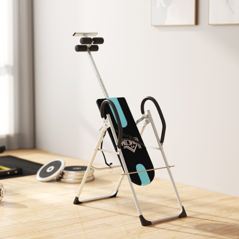 HOMCOM Foldable Gravity Inversion Table Back Therapy Home Fitness Bench Black