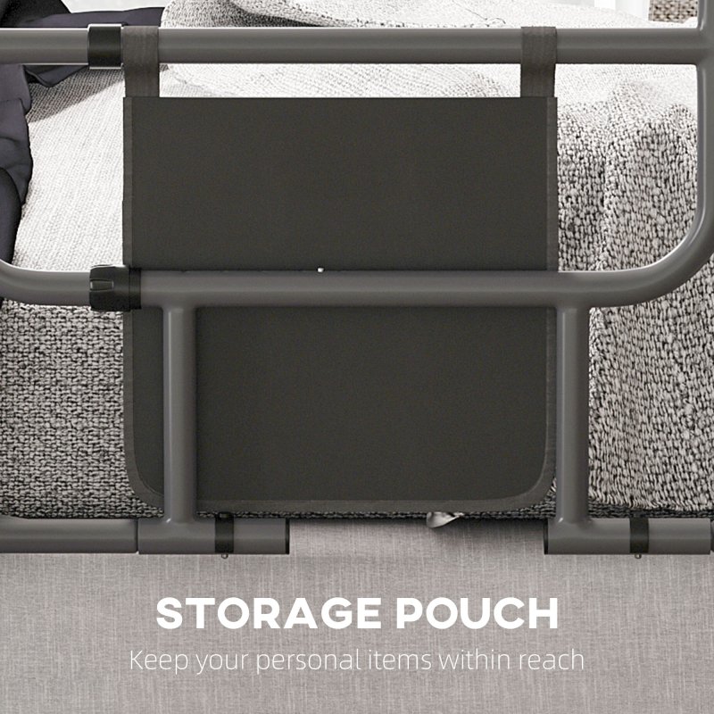 HOMCOM Large Safety Bed Rail for Elderly Adults, Heavy Duty Folding Bed Assist Rail with Storage Pocket for Disabled, Pregnant, Black